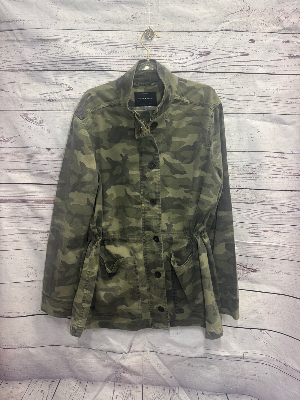 Lucky Brand Green Camouflage Utility Jacket Size Large